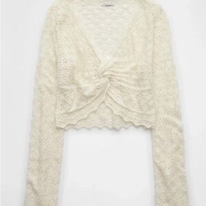 American Eagle Outfitters
AE Pointelle Twist-Front Cropped Sweater